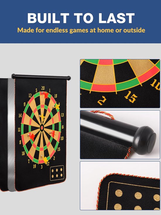 Daity 1 Set - Magnetic Dartboard - Double-Sided Board Set with 6 Darts - Hanging Roller Safety Dartboard for Indoor and Outdoor Family Games - Suitable for Boys Toys Kids Gifts（17 inch） — afbeelding 3