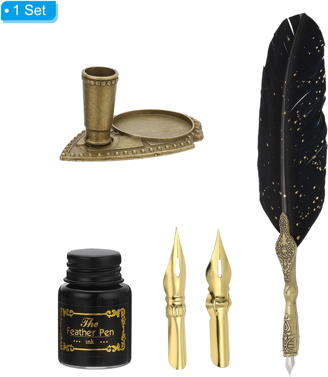 Gsedaox-Kalligrafie Pennen Set-Veer Pen- Schrijfveer- Kroontjespen voor beginners-Zwart -5 Stuks — afbeelding 5