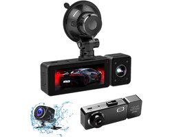 Gloovon® - Dashcam - Voor Auto 3 in 1 - 2K Voorcamera - 720p Interieur/Achtercamera - Parkeermodus met G-Sensor - Nachtzicht - 3.16 Inch Scherm