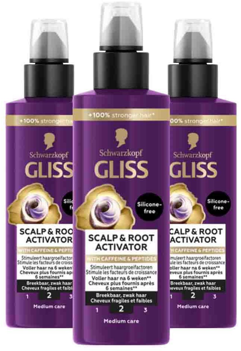 Gliss Hoofdhuid Serum Full Hair Wonder - 3 x 100 ml - Voordeelverpakking