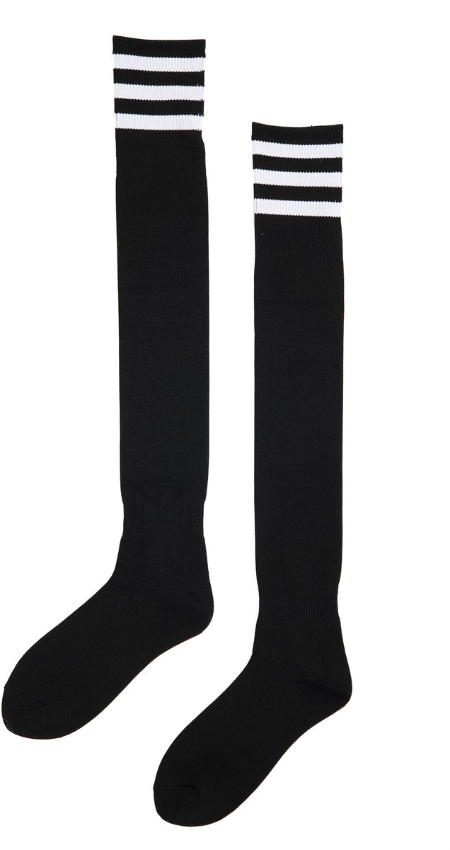KIMU® Sokken Zwart Witte Strepen - Maat 36-41 - Dames Heren Unisex - Zwarte Lange Kniekousen Voetbalsokken Sportsokken Kniesokken Skisokken Festival