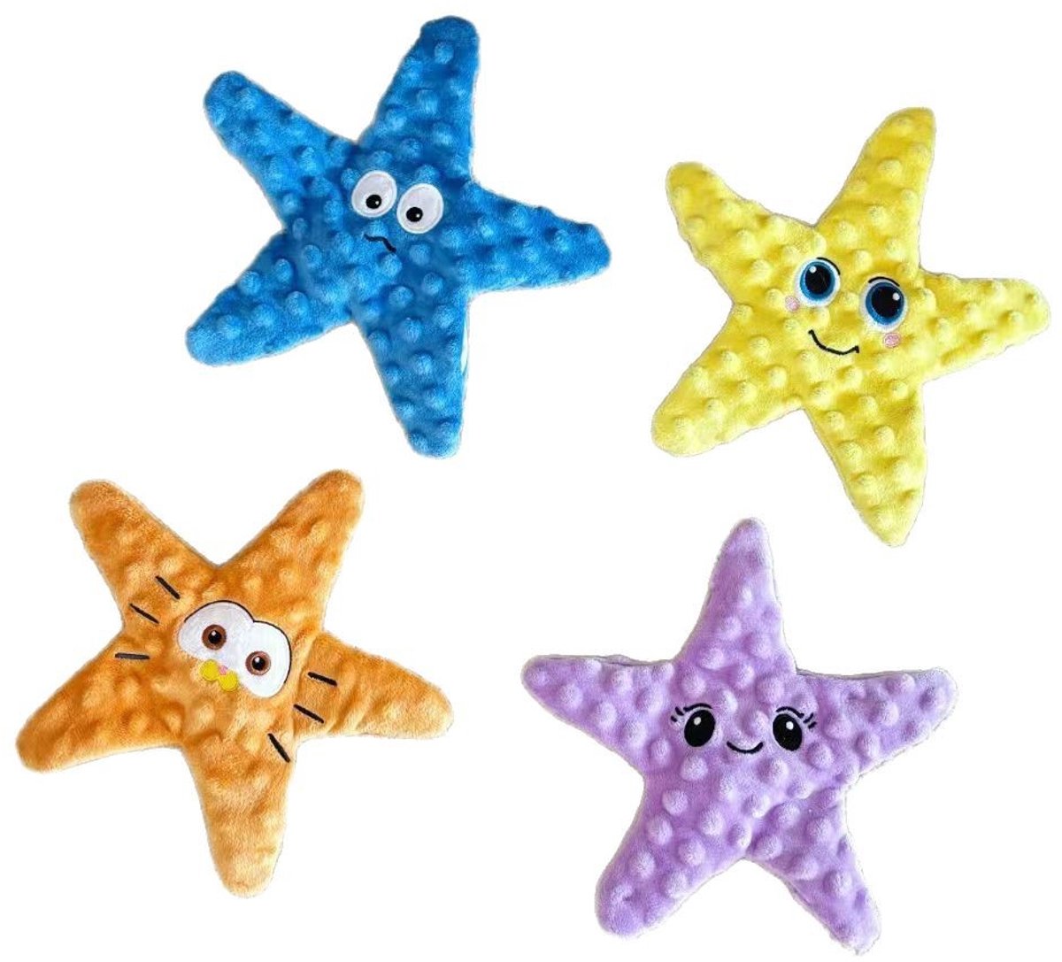 Hondenspeelgoed – Ongevuld – Interactief verstoppen/ontladen van voedsel – Piepend – Kleine tot middelgrote honden – 4 stuks