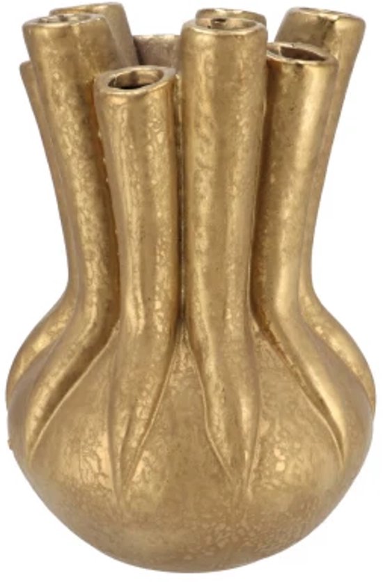 Daan Kromhout - Vaas - Bloemenvaas - Mika - Majestic - Tube - Goud - Keramiek - 14x20cm