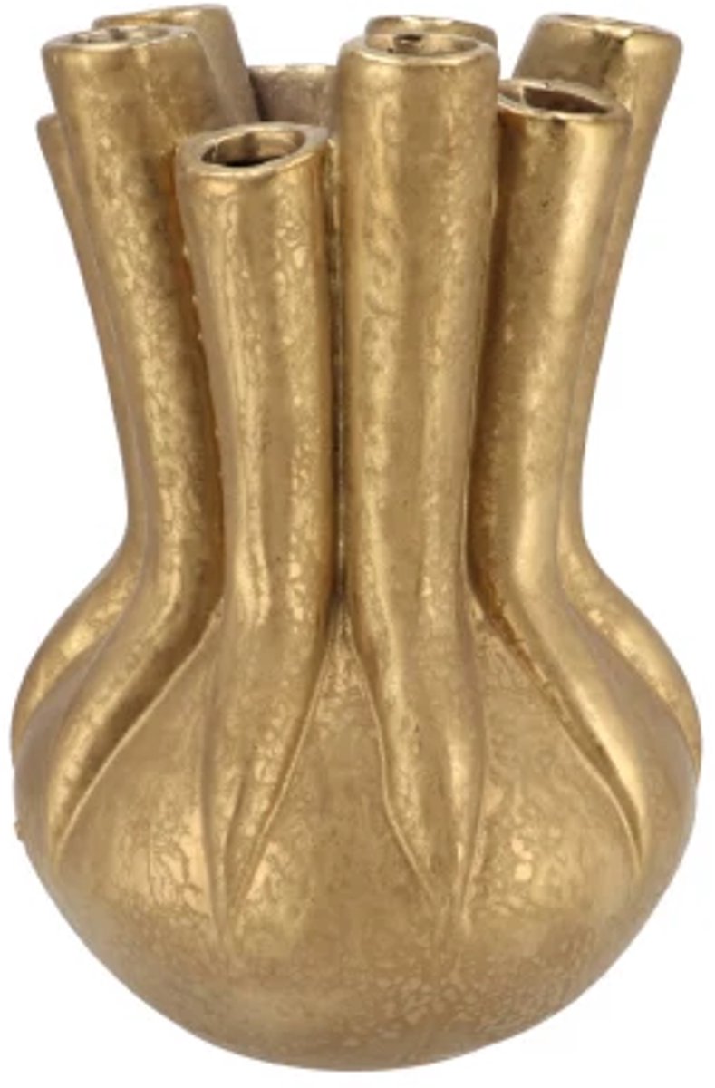 Daan Kromhout - Vaas - Bloemenvaas - Mika - Majestic - Tube - Goud - Keramiek - 14x20cm