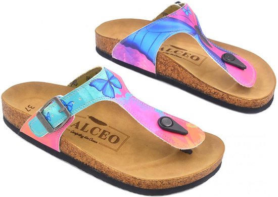 GOBY - Butterfly Blue - Sandales pour femmes - Slippers - Haute qualité - Fait main - Taille 38