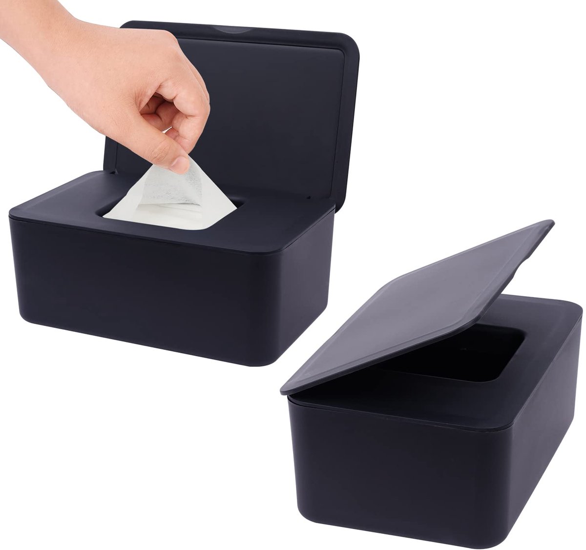 Image of 1 Stuk - Doekjes Dispenser - Doekjes Houder - Tissue Box - Navulbare Doekjes Container - Billendoekjesdoos - Zwart (18.5*11.5*7.5CM)