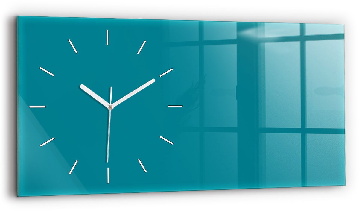 Wallfluent Wandklok - Maritiem Rechthoekige Glas Klok - 60 cm x 30 cm - Maritiem Wandklok - Witte Handen - Wandklok Zonder Cijfers - Kinder Wandklok Glas - Rechthoekige Glazen Wandklok - Scandinavisch Wandklok - Glazen Klok Rechthoekige