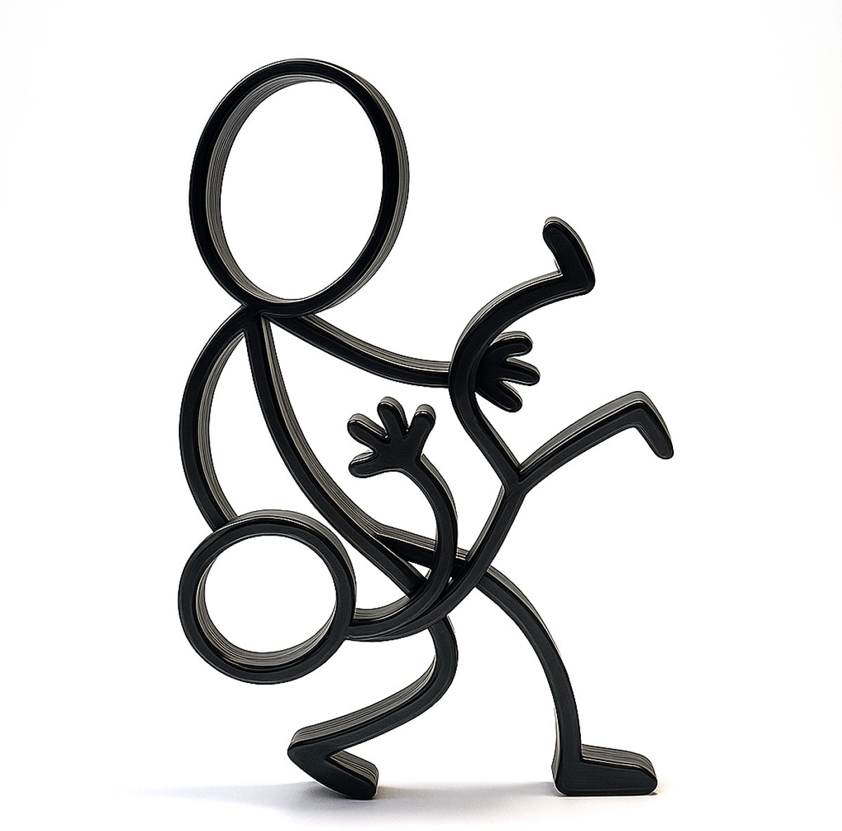 Stickyman Judoworp - decoratiebeeldje - zwart - 20 cm hoog