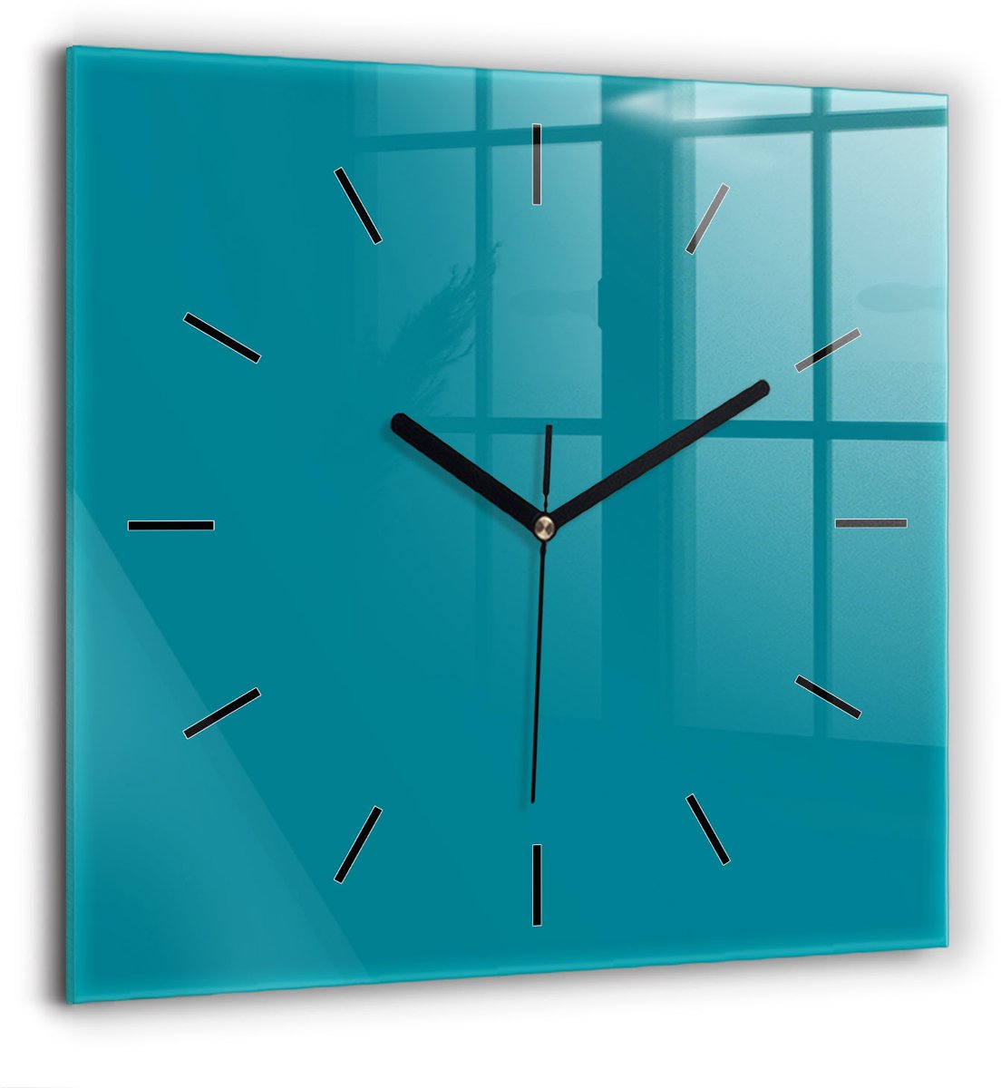 Wallfluent Wandklok - Maritiem Vierkante Glazen Wandklok - 60 cm x 60 cm - Maritiem Wandklok - Zwarte Handen - Wandklok Zonder Cijfers - Kinder Wandklok Glas - Vierkante Glas Klok - Scandinavisch Wandklok - Vierkante Glazen Klok