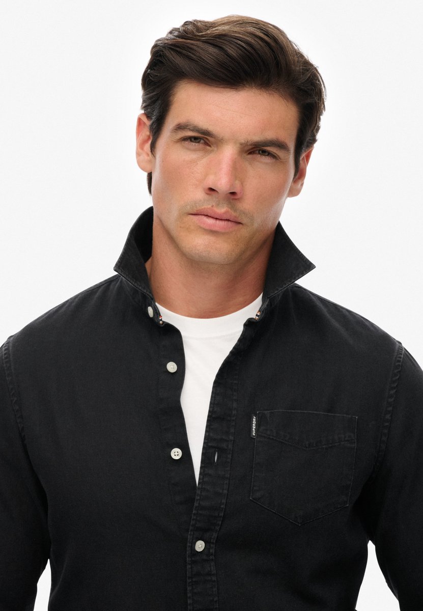 Superdry Essential Overhemd met Lange Mouwen Heren Lange mouwen shirts Zwart