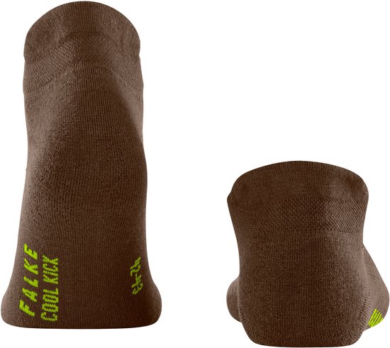 Bruine Falke Cool Kick enkelsokken, maat 12-13. Met groene opdruk.