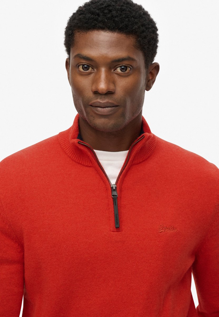 Superdry Trui Wool Blend Half Zip Jumper M6110688a I10 Vermillion Marl Mannen Oranje