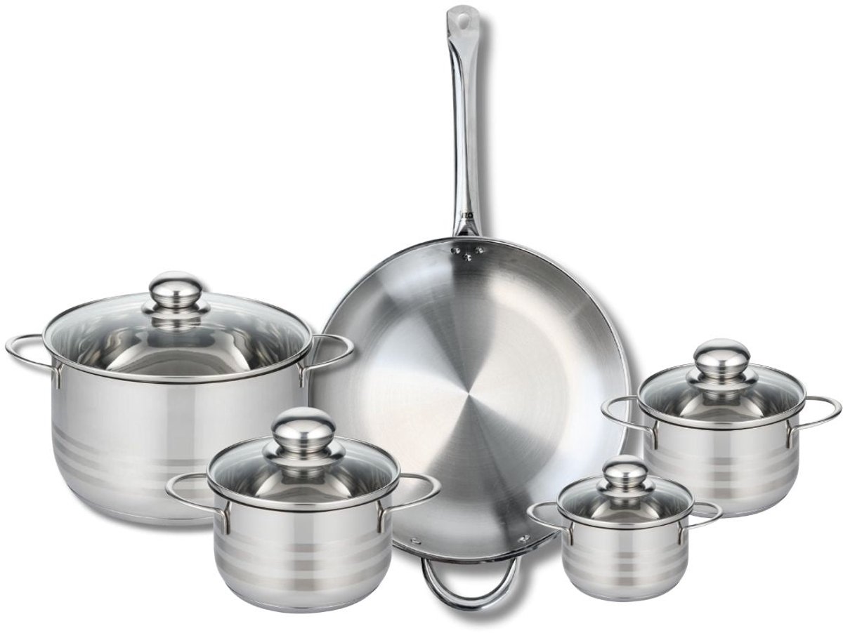 Set van 1 Koekenpan 32 cm en 4 kookpotten 12, 14, 16 en 24 cm Elo Profi Brillant