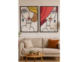 Wanddecoratie Metaal-Picasso stijl-Abstract-Gezichten-Muurkunst-Muurdecoratie-2 Delig