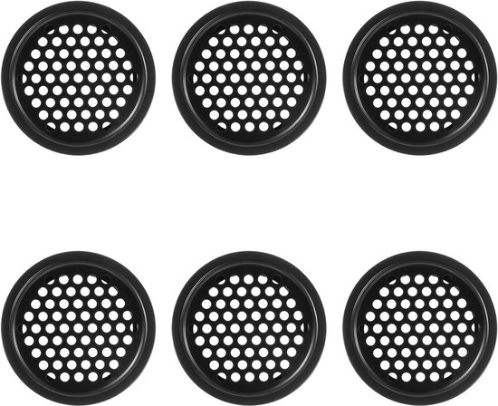 Grilles d'aération rondes - 6 pièces - Grille de ventilation - Acier inoxydable - Ventilation et dissipation de chaleur - Trous d'aération - Hotte de ventilation - Pour cuisine, salle de bain, armoire, placard - Φ53 mm - Zwart