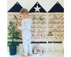 2025 Kerst Adventskalender - Kerstkalender - 24 Kerstthema Vakken- Adventskalender leeg - Hangende opslag aan het interieur - Herbruikbaar - Adventskalender kinderen - Opbergtas