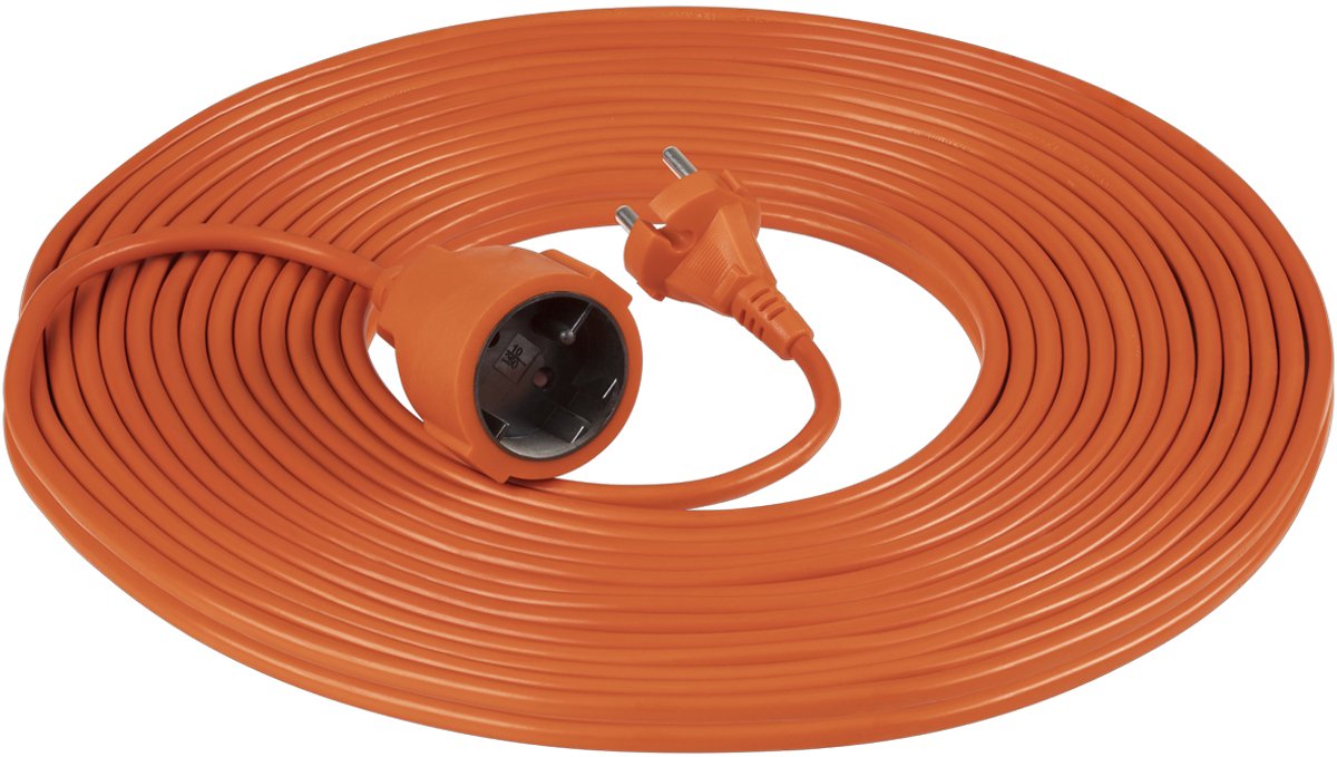 Virone Tuinverlengkabel Oranje - 20 meter - PVC - 2x1mm² - H05VV-F2 - Niet Geaard