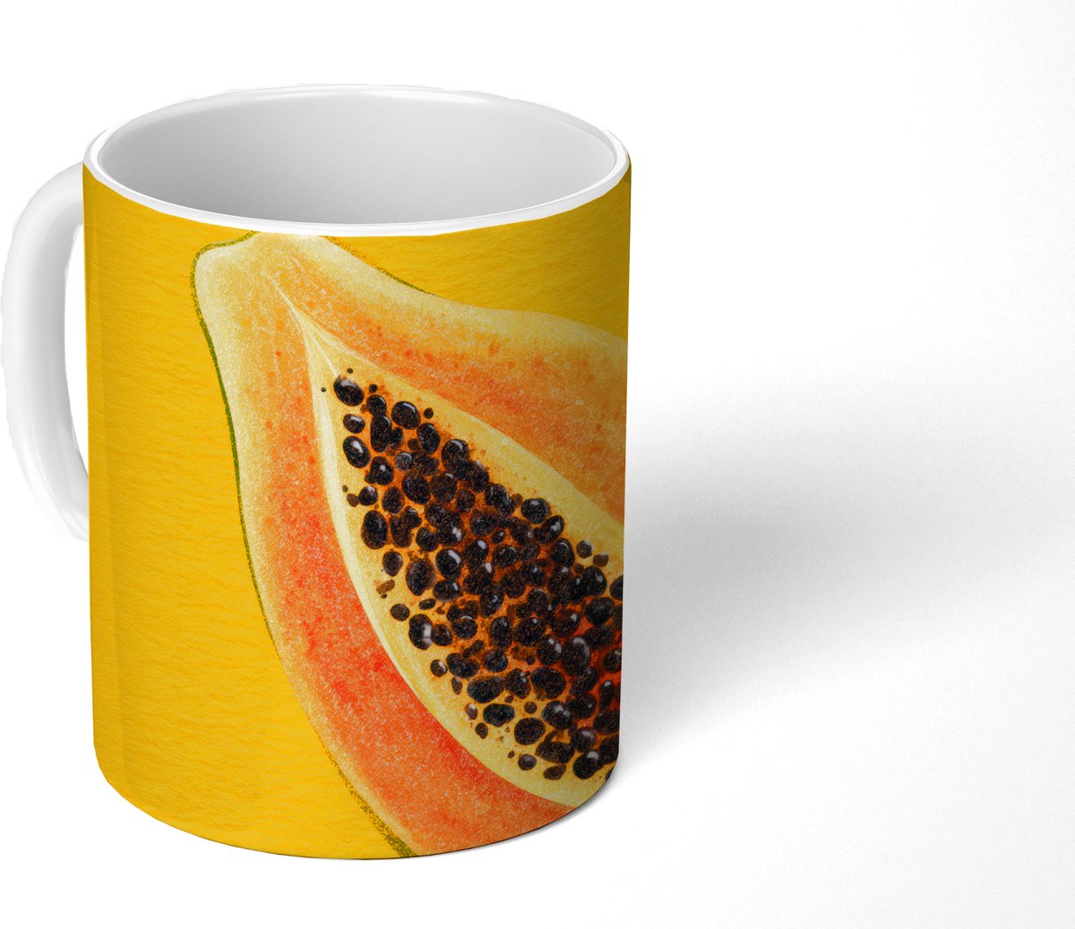 Mok - Koffiemok - Papaja - Oranje - Topisch - Mokken - 350 ML - Beker - Koffiemokken - Theemok