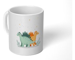 Mok - Koffiemok - Planten - Sterren - Dinosaurussen - Oranje - Mokken - 350 ML - Beker - Koffiemokken - Theemok