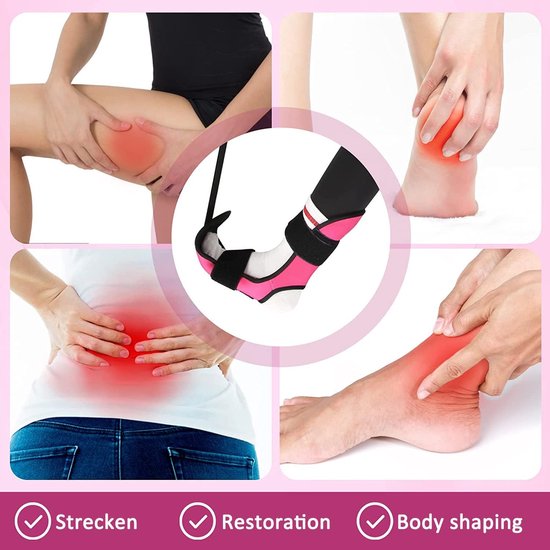 1 stuk - voet- en kuit stretcher - kuit stretch band - fitness stretchband - voor verbetering van spierkracht, verlichting van voetpijn, yoga - rozerood — afbeelding 3