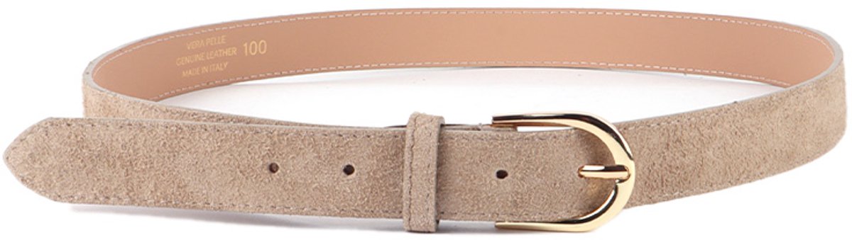 Giuliano Lederen Riem - made in Italy - Dames - Suede Tailleriem - Beige
