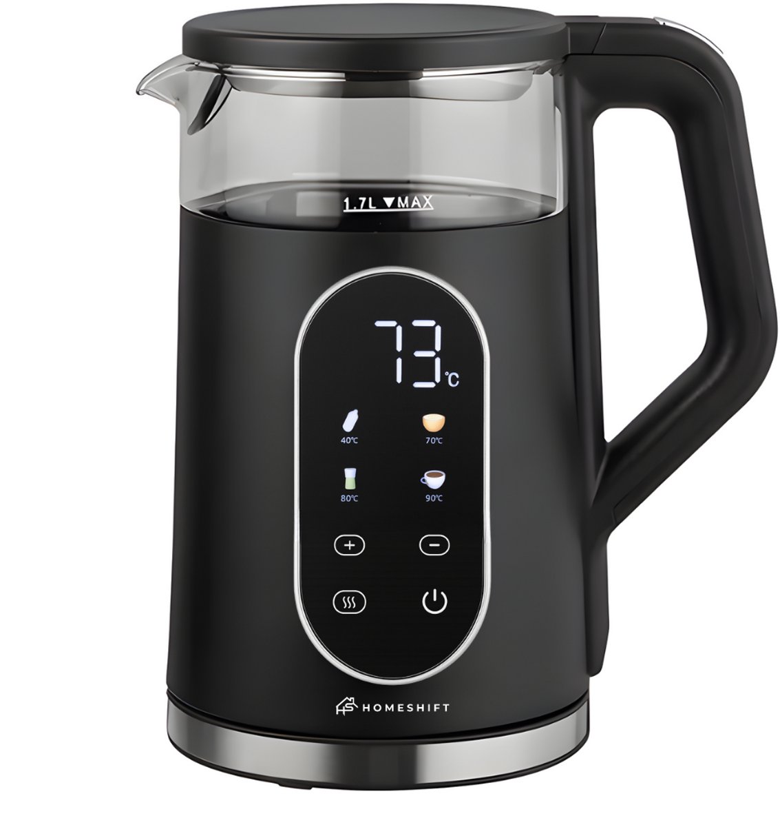 Inhoud van 1,7 liter, ideaal voor meerdere koppen koffie of thee tegelijk