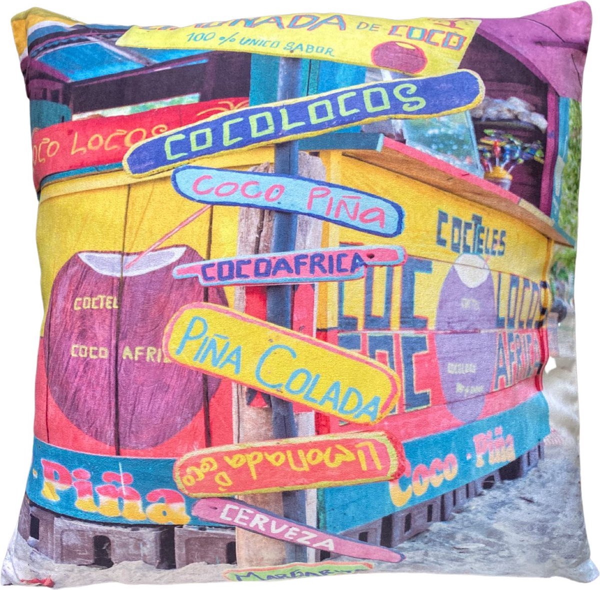 Unique Living 6 stuks - kussenhoesjes - sierkussen hoes - Tropical - multi - fel gekleurd - 45 x 45 cm - rits - zachte stof diverse - geel - roze - blauw - oranje