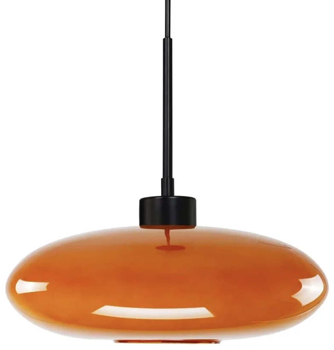 Seventies Style Design Hanglamp – Mondgeblazen Glas – Ø30 cm - Amber Smoke