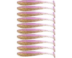 S&D | Shad Set 10 Stuks – 9cm 3.5g – Roze / Goud – Zachte Shads met T-Staart – Kunstaas voor Roofvis