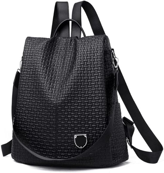Rugzak voor dames, antidiefstal, elegante stadsrugzak, waterdicht, PU-leer, schoudertas, handtas, schoudertas, meisjes, schooltas, reizen, dagrugzak, zwart