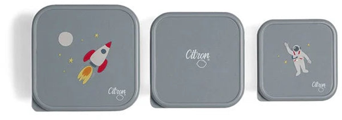Citron Stapelbare Roestvrije Lunchbox/Snackbox - 12x12x7cm - Spaceship