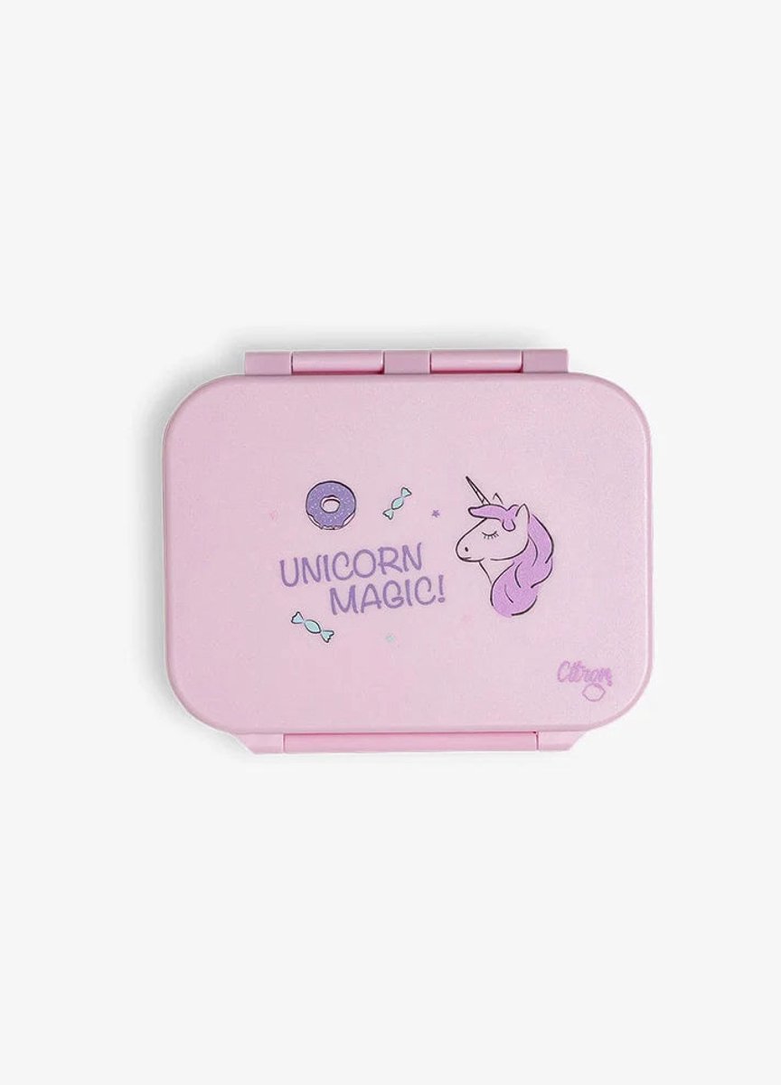 Citron Tritan Snackdoos - 3 compartimenten - 16x11x5cm - Stormy Unicorn