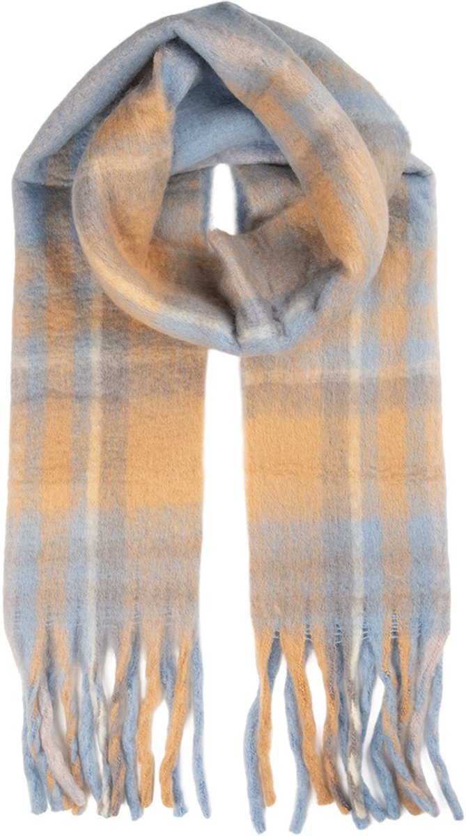 Clayre & Eef Wintersjaal Dames 50x210 cm Blauw Textiel