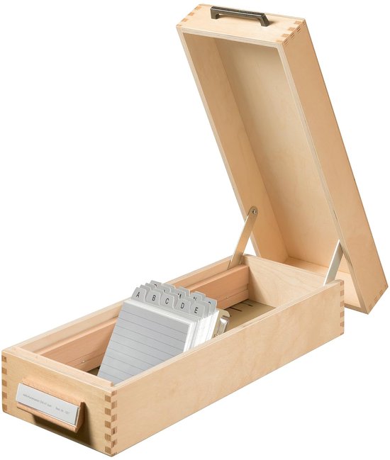 HAN Holz-Karteikasten für 900 DIN A6 quer Karteikarten inkl. 1 Metallblattstütze, mit Beschriftungsfeld und Metallboden, FSC zertifiziertes Holz, hochwertige premium Qualität, 506, Naturholz