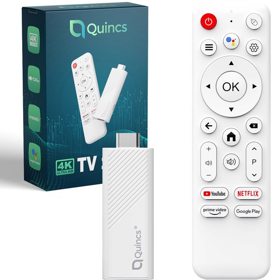 Quincs® Android TV Stick - Chromecast - Google TV streamer - TV smart stick - 4K Streamer
