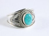Bague en argent éditée avec turquoise - taille 19