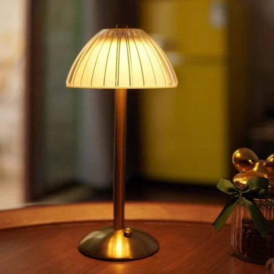 Draadloze LED-tafellamp - dimbaar - geschikt voor woonkamer en slaapkamer - 1 stuk - wit - kunststof