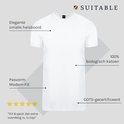 Witte t-shirt met ronde hals, 100% biologisch katoen, GOTS-gecertificeerd.