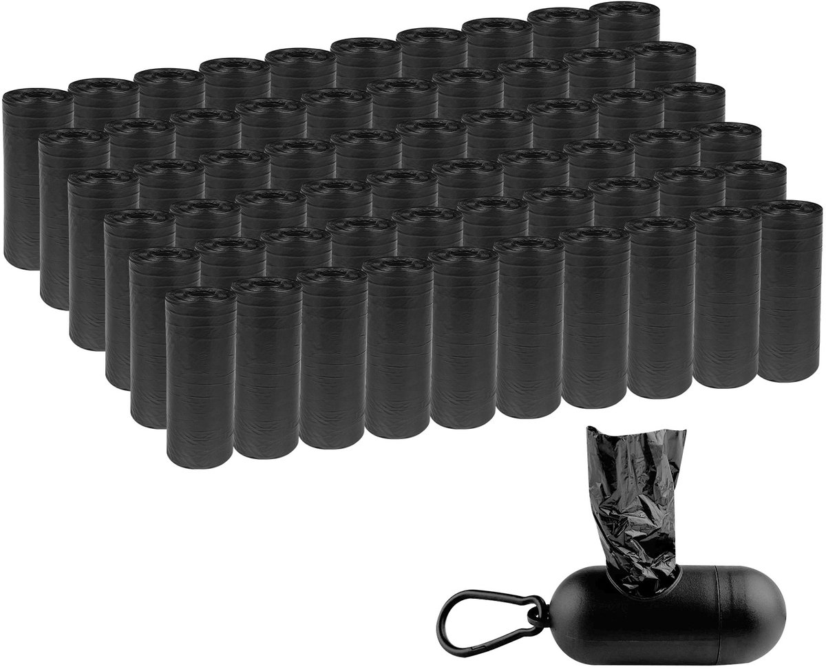 Skynzor - Honden Poepzakjes - Poepzakjes Hond Afbreekbaar - Doggie Bags Biodegradable - Poepzakdispenser - Poepzakjesdispenser Biologisch Afbreekbare - Hondenpoepzakjes Rolls met Zakdispenser - 60 Rollen met - 900 stuks - Zwarte