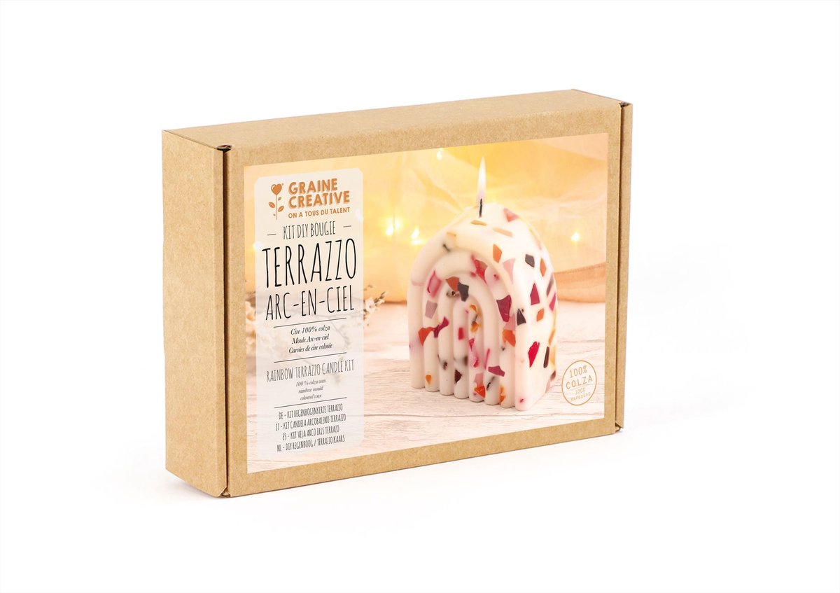 Graine Creative kaarsen maken set Terazzo regenboog DIY kit.