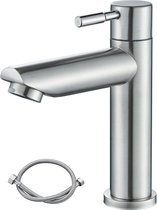 Kraan voor koud water, met uitloop, kraan voor wastafel, koud water voor toilet, koudwatermengkraan alleen van roestvrij staal voor badkamer