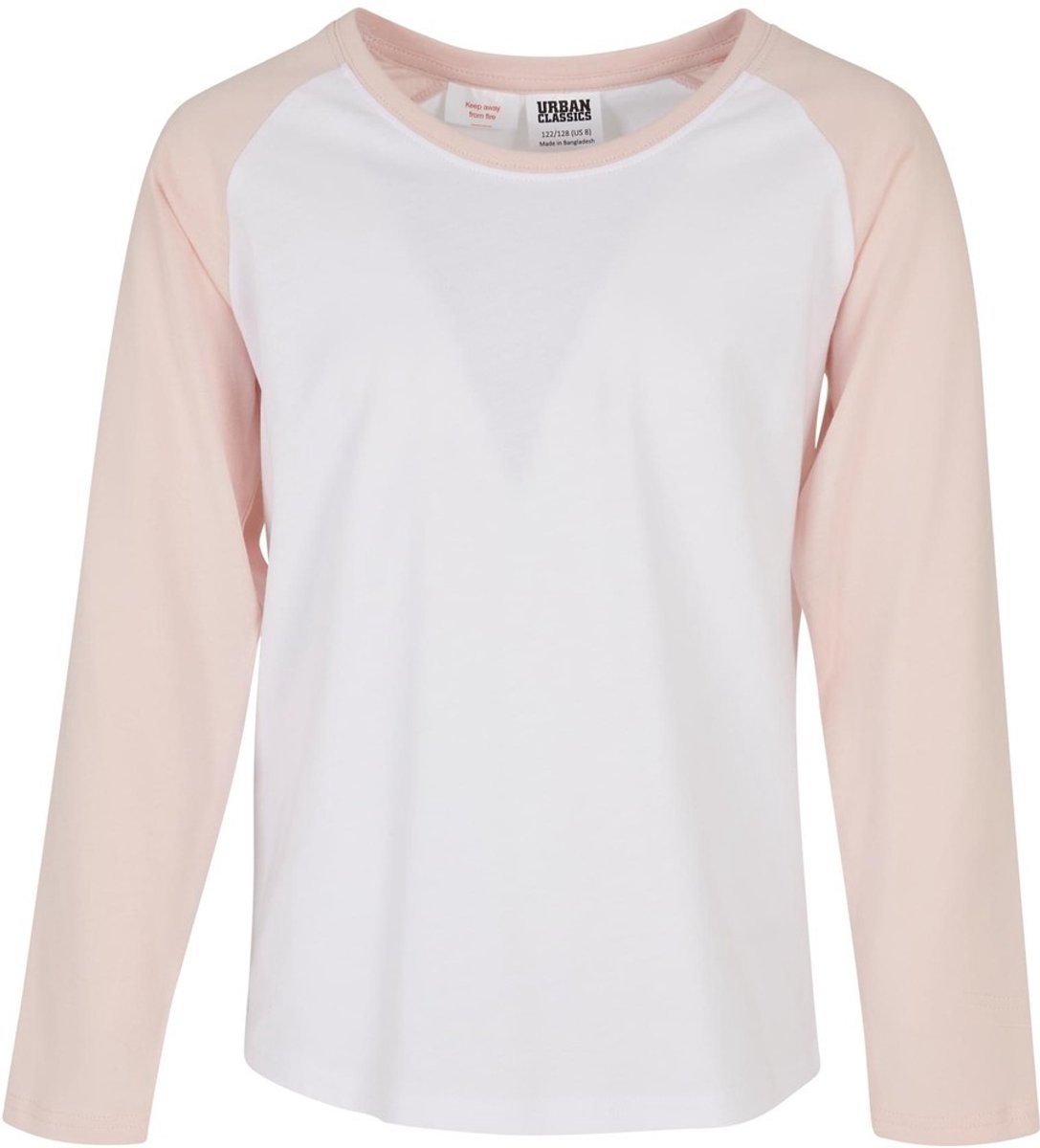 Urban Classics Girls Contrast Raglan Kinder Longsleeve shirt Kids 110/116 Wit