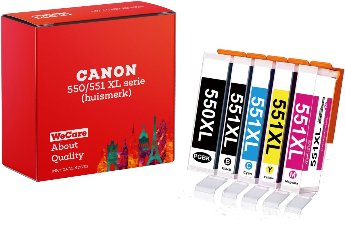 Image of 5-pack | Huismerk geschikt voor Canon PGI-550 / CLI-551 XL Inktpatronen - IP7250 - IX6850 - MG5650 - MG7150 - MG6350 - MG7550 - MG7150 - MX925