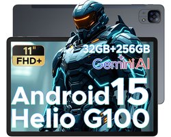 Doogee Tab E3 -Tablet-Android 15- 11 inch 90Hz FHD+ - 4G LTE-Gemini AI-32GB ROM+256GB ROM(2TB TF)-Helio G100-8800mAh/18W-Dubbele luidsprekers-Face ID-5G Wi-Fi-A GPS-GPS-Grijs