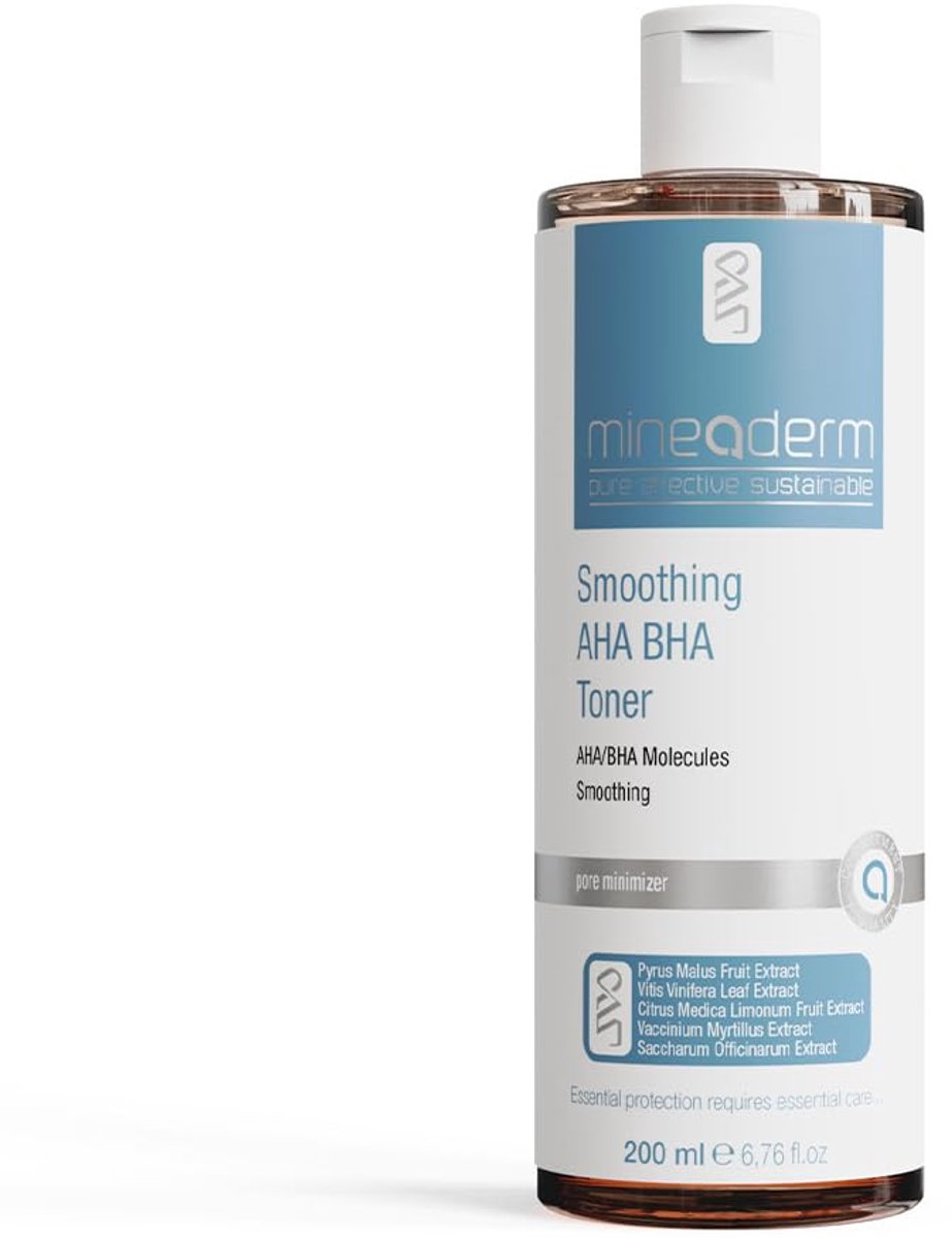Mineaderm Smoothing AHA BHA Toner – Exfoliating Facial Toner with Glycolic Acid, Salicylic Acid & Niacinamide – Clarifying Toner for Oily & Blemished Skin – 200 ml