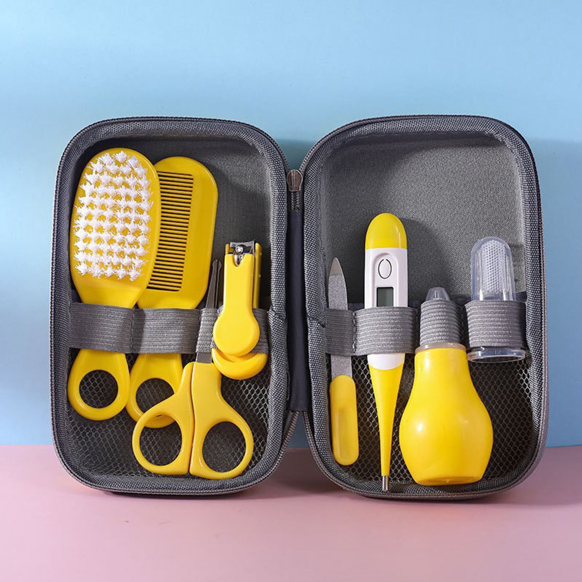 Baby Verzorgingsset - baby manicureset - Baby Verzorgingsproducten - Manicureset en nagelset met nagelknipper, nagelvijl en nagelschaartje - Borstel en kam voor de haarverzorging - Neuszuiger - Kraamcadeau Meisje - LOUZIR – foto 3