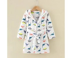 Little Olives - Badjas Kind - Kinderbadjas - Badjas jongens - Schattige Badjas - Zachte Badjas - Dinosaurus Badjas - Fluffy Badjas - Zachte badjas - Peuter Badjas Met Capuchon - Unisex kinderbadjas - Dinosaurus - Cadeautip jongen - 8 tot 9 jaar