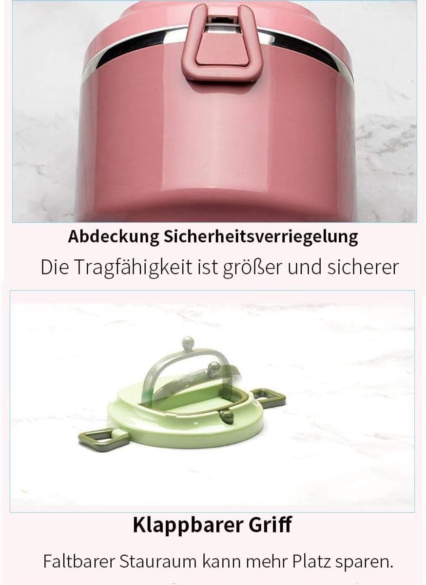Broodtrommel - Broodtrommel meisje - Geisoleerde lunchbox - Stapelbare Lunchbox - Lunchbox met vakjes - 2-laags roestvrijstalen lunchbox - 1700ml - Magnetronbestendig en draagbaar - Met afsluitfunctie - Voor volwassenen-kinderen-meisjes(Groen) — cadeau in Koken & Dineren - foto 6