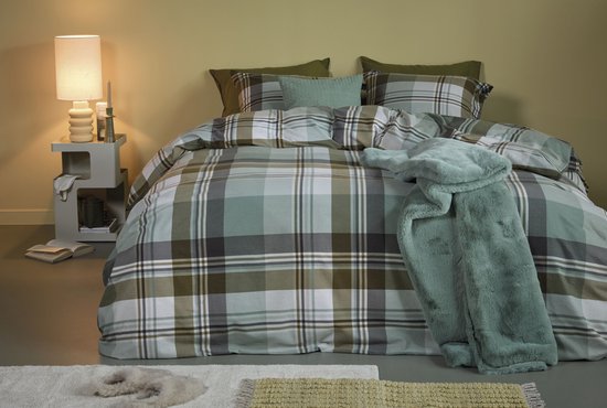 Beddinghouse Vernon dekbedovertrek - Eenpersoons - 140 x 200/220 cm - Groen van Merkloos — afbeelding 4