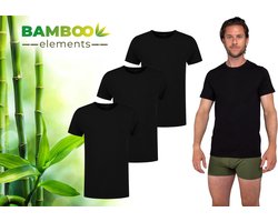 Bamboo - T-Shirt Heren - Ronde Hals - 3 Stuks - Zwart - M - Bamboe Ondershirt Heren - Extra Lang - Anti Zweet T-shirt Heren